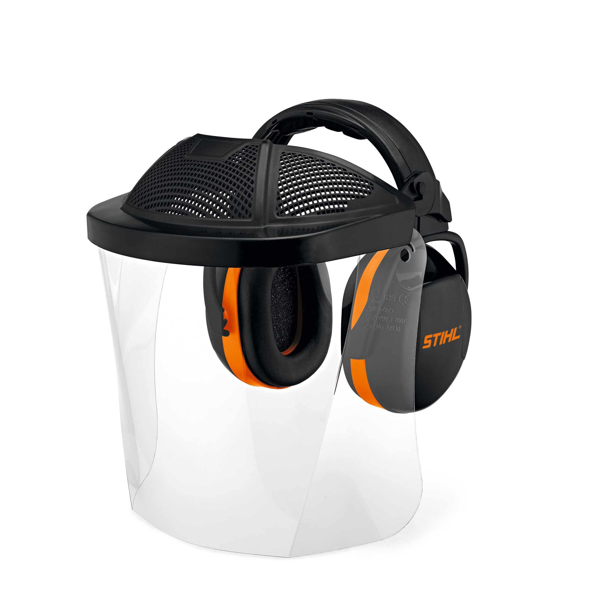Protector para cara/oídos corto con pantalla de plástico